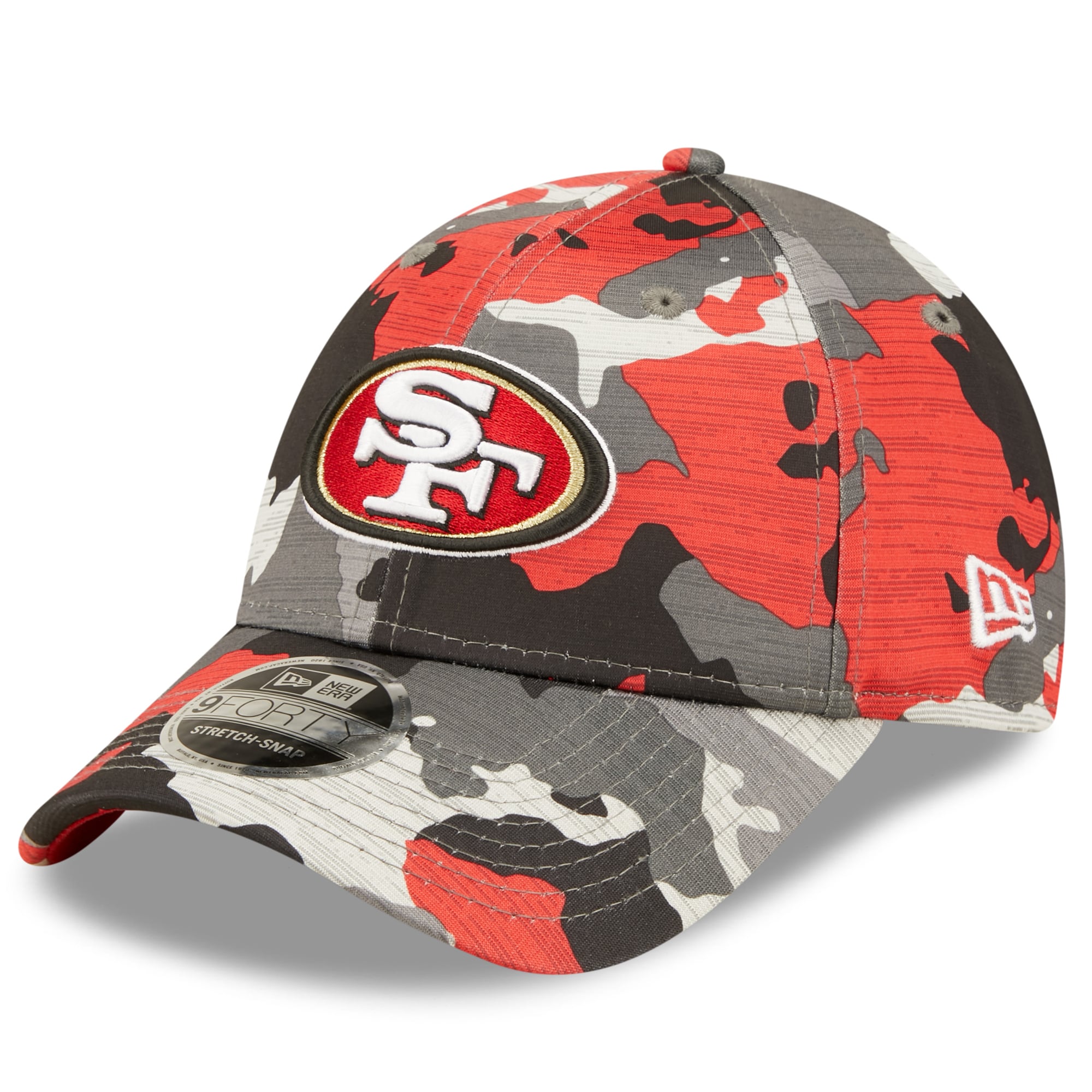 New Era Men Youth San Francisco 49ers 2022 NFL Training Camp Official 9FORTY Hat (Red Camo)-Red Camo-OneSize-Nexus Clothing