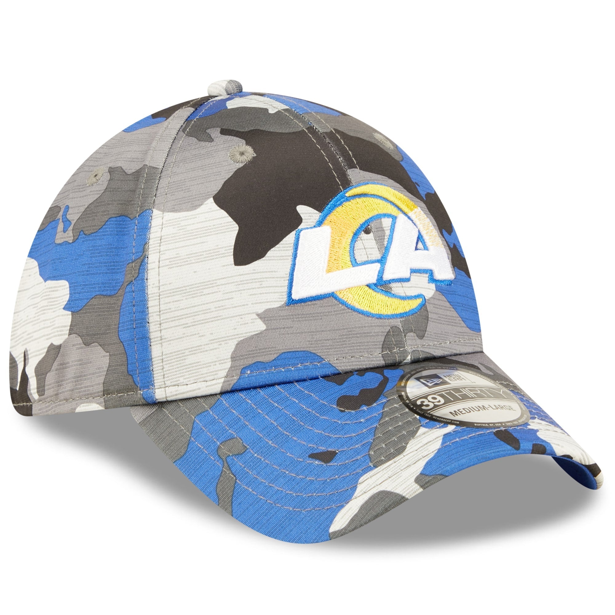 New Era MenLos Angeles Rams New Era 2022 NFL Training Camp Official 39THIRTY Flex Hat (Blue camo)-Blue Camo-OneSize-Nexus Clothing