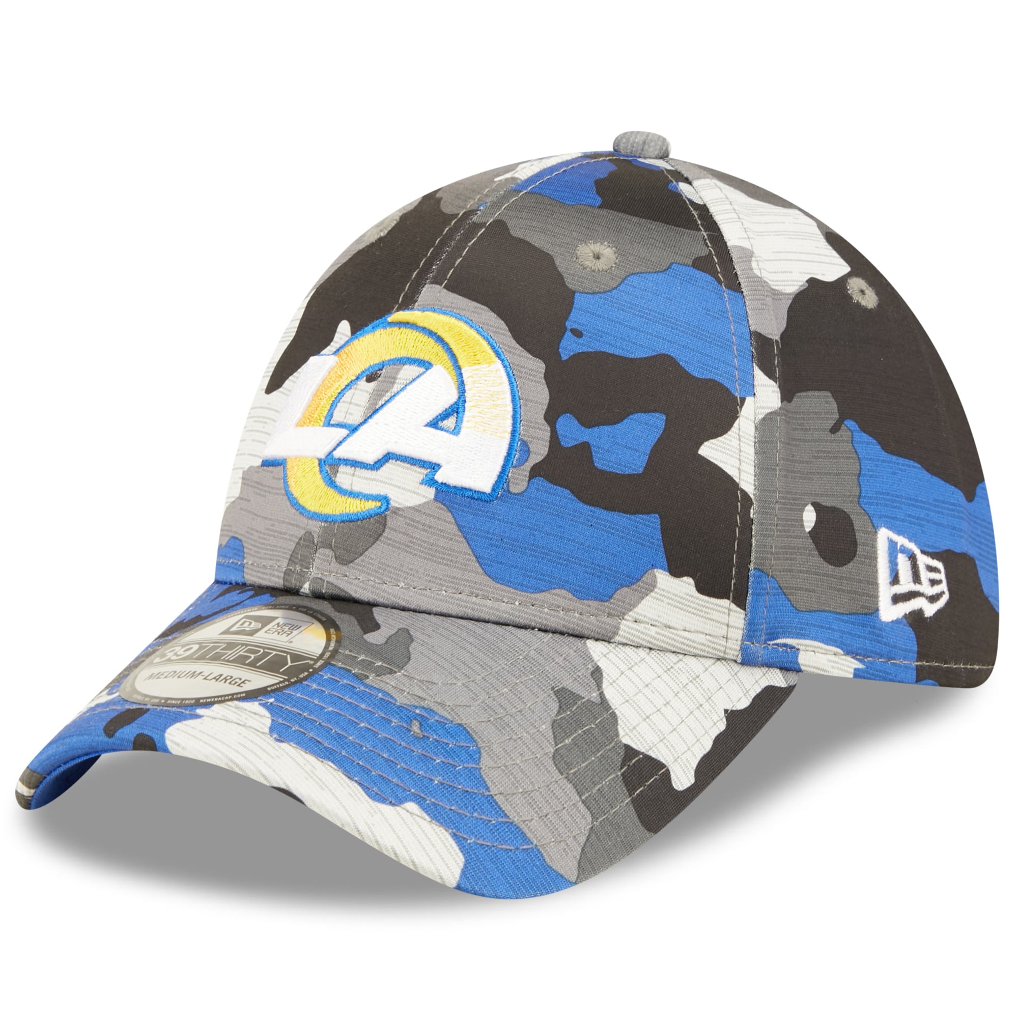 New Era MenLos Angeles Rams New Era 2022 NFL Training Camp Official 39THIRTY Flex Hat (Blue camo)-Blue Camo-OneSize-Nexus Clothing