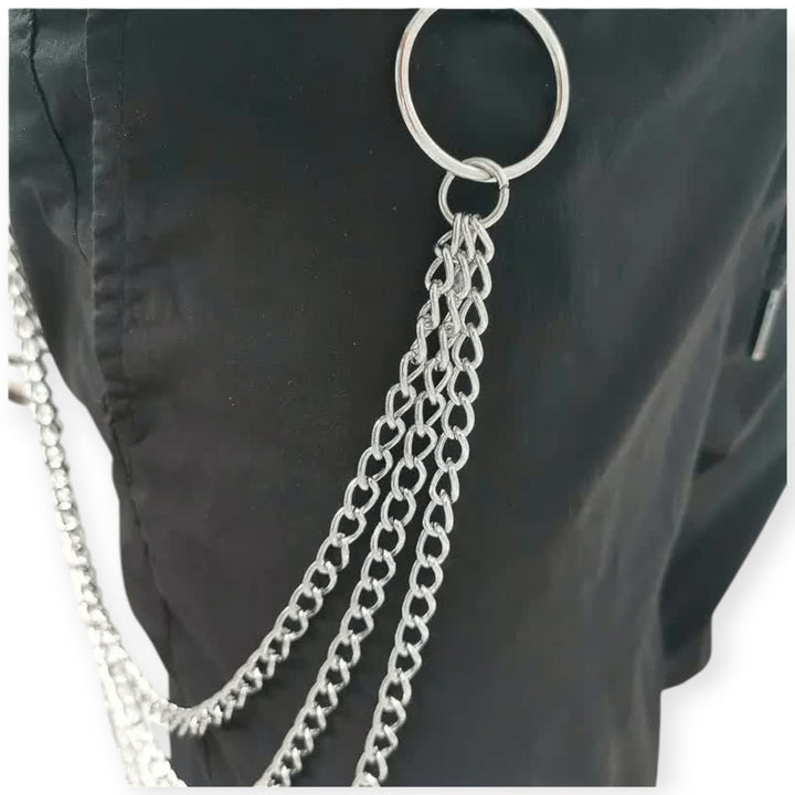 Nexus Clothing Men 3 Piece Hip-Hop Metal Waist Chain Belt (Silver)-Nexus Clothing