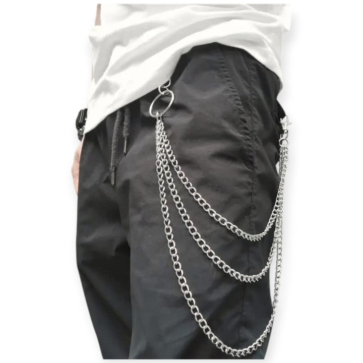 Nexus Clothing Men 3 Piece Hip-Hop Metal Waist Chain Belt (Silver)-Silver-24"-Nexus Clothing