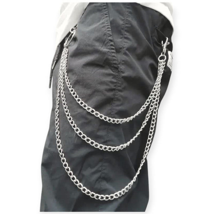 Nexus Clothing Men 3 Piece Hip-Hop Metal Waist Chain Belt (Silver)-Nexus Clothing