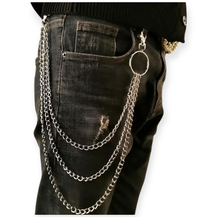 Nexus Clothing Men 3 Piece Hip-Hop Metal Waist Chain Belt (Silver)-Nexus Clothing