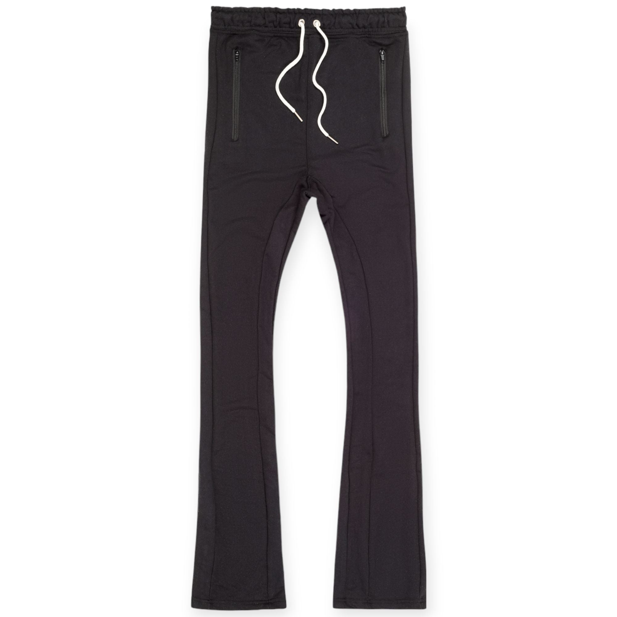 Nexus Clothing Men Basic Flare Stacked Sweatpants French Terry Joggers (Black)