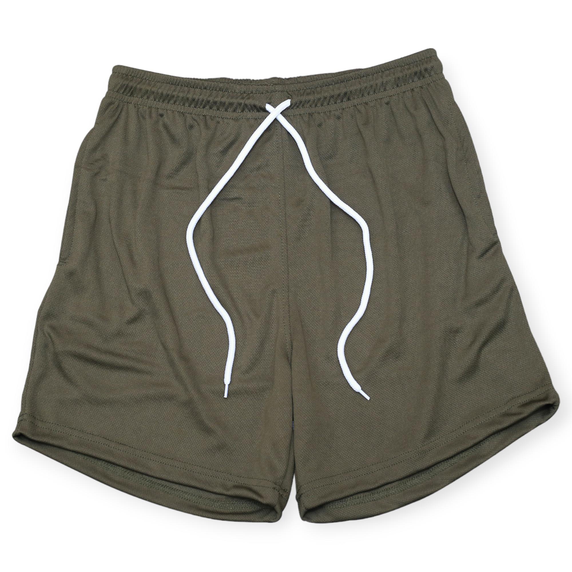 Nexus Clothing Men Basic Solid Mesh Breathable Mesh Shorts (Olive)