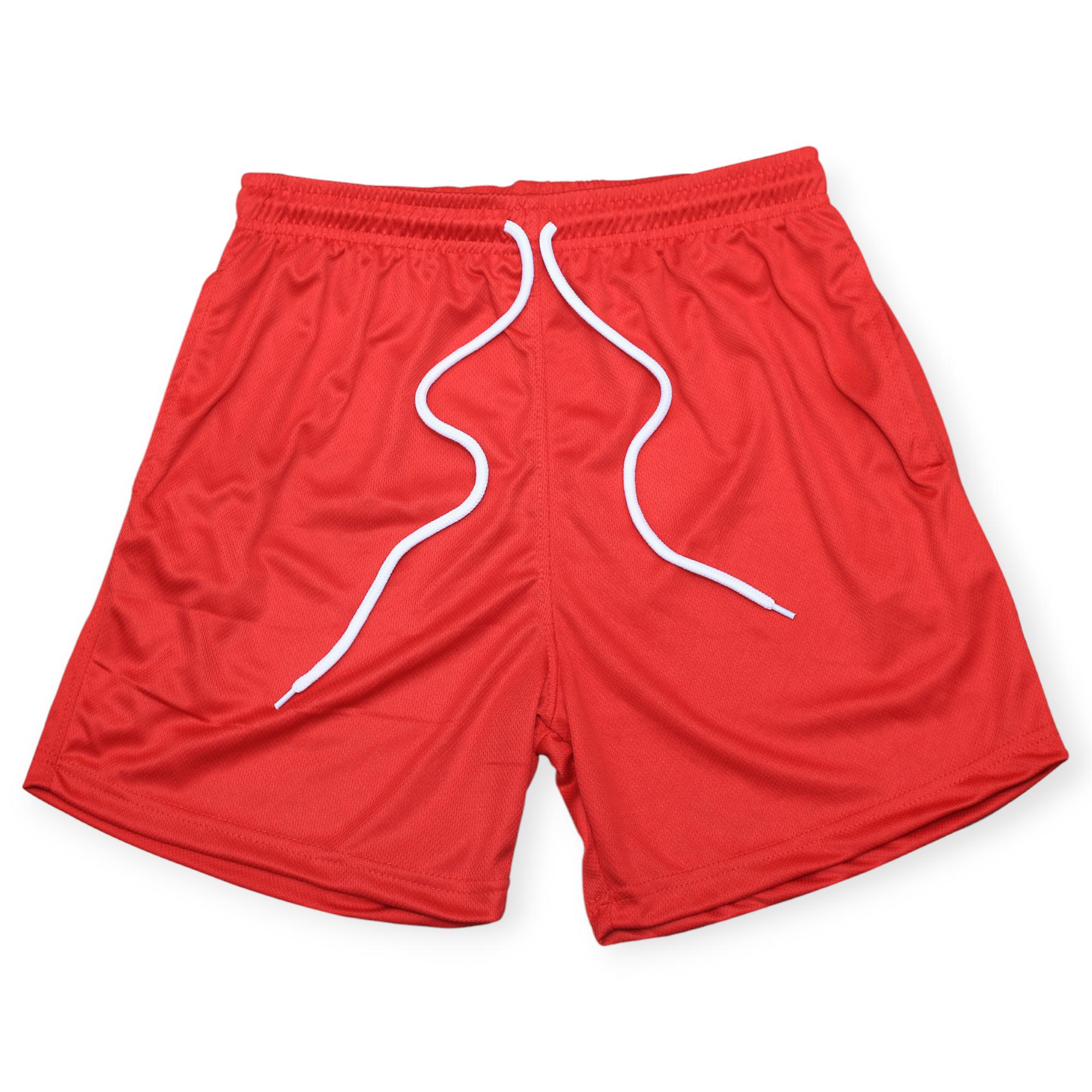 Nexus Clothing Men Basic Solid Mesh Breathable Mesh Shorts (Red)-Red-XXX-Large-Nexus Clothing