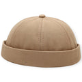 Nexus Clothing Men Brimless Rolled Cuff Docker Adjustable Skull Cap (Khaki)