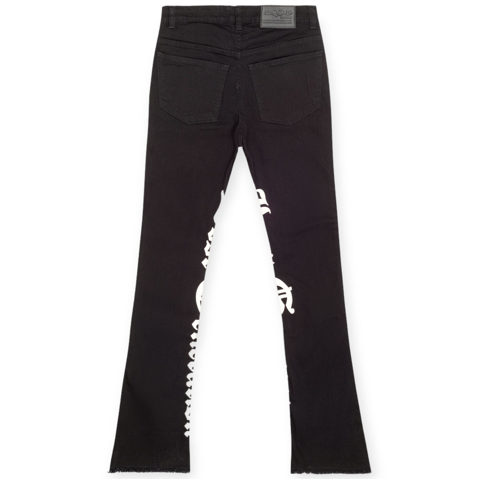 Nexus Clothing Men Lost Generation Stacked Fit Jeans(Black White)-Nexus Clothing
