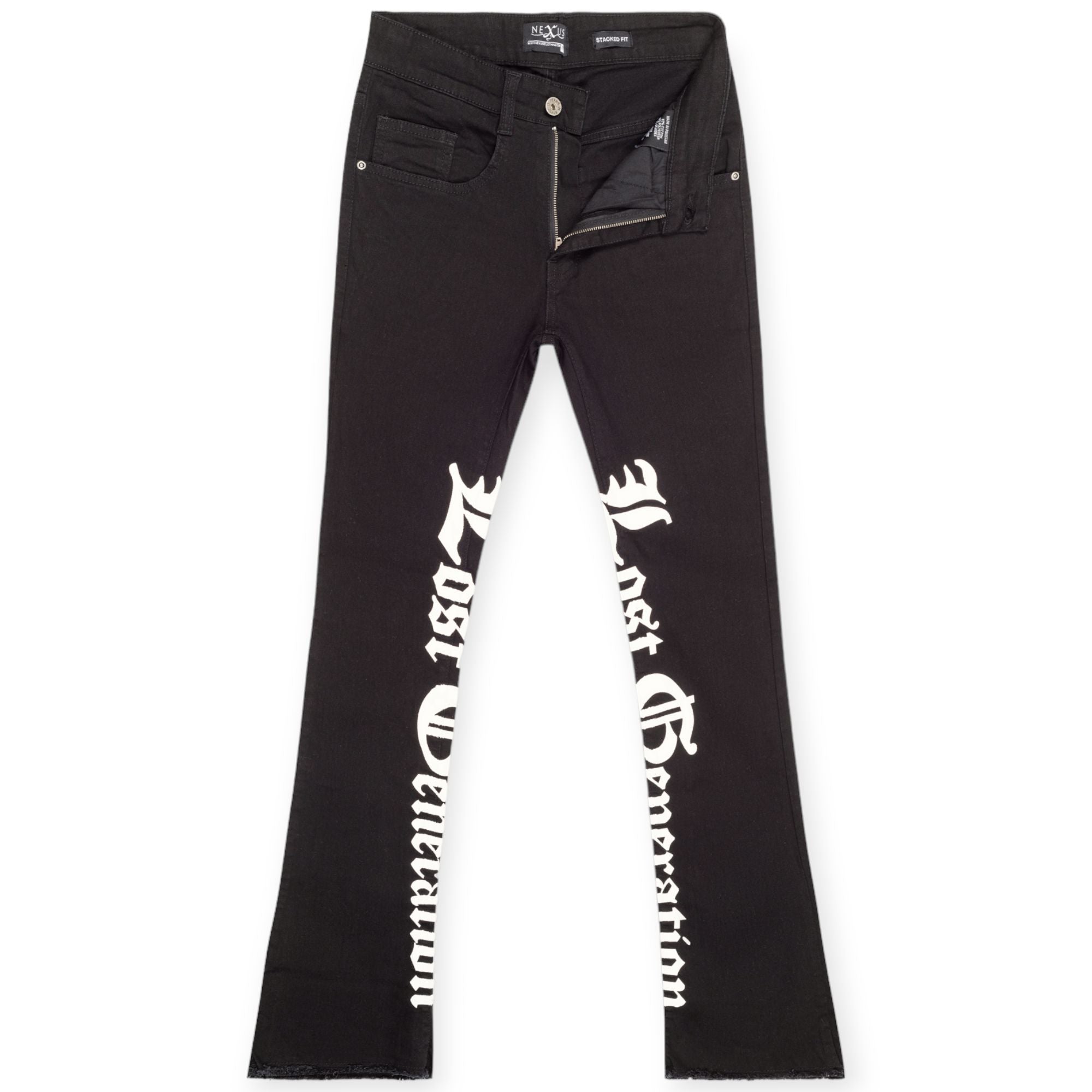 Nexus Clothing Men Lost Generation Stacked Fit Jeans(Black White)-Black White-32W X 36L-Nexus Clothing