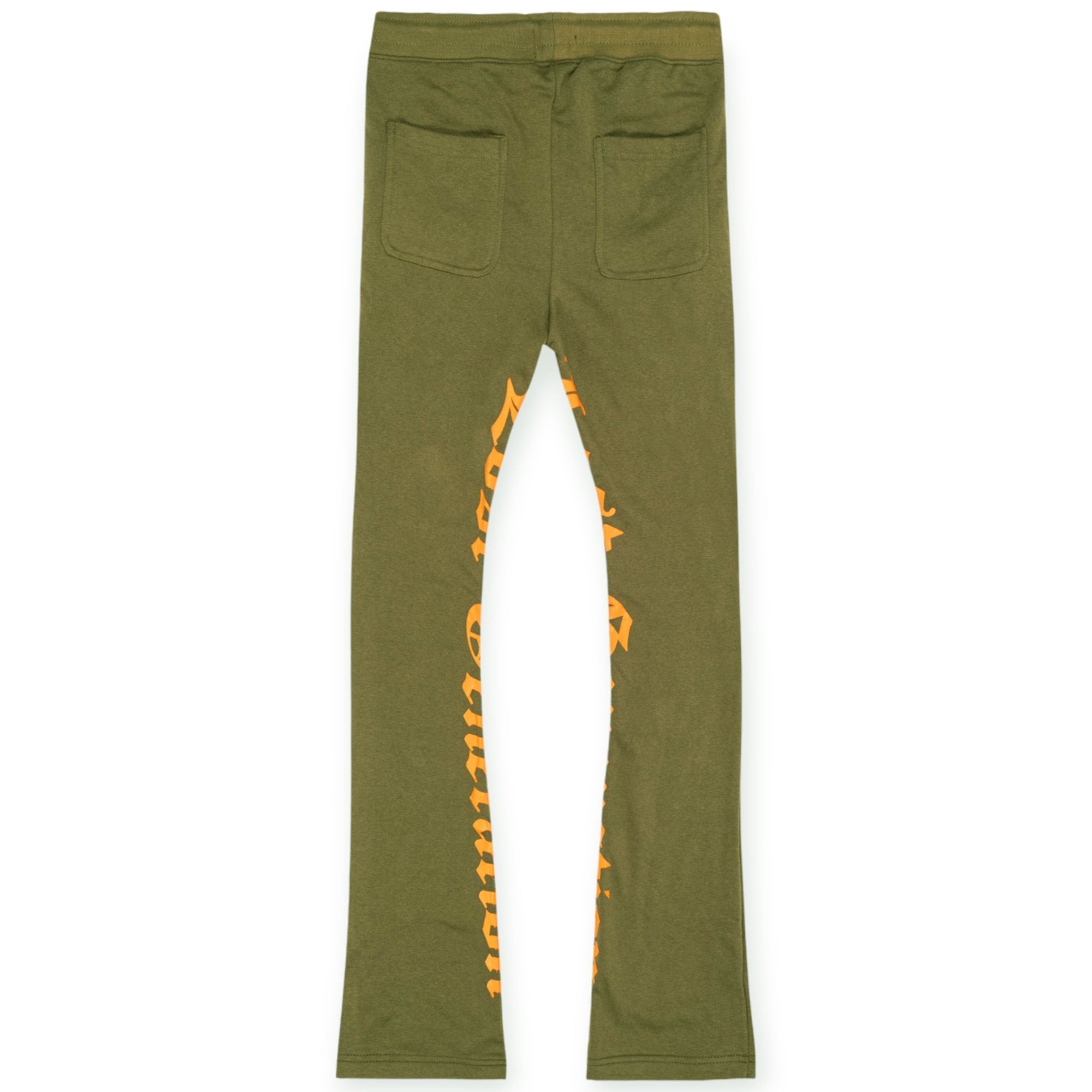 Nexus Clothing Men Lost Generation Stacked Sweatpants (Olive Green & Orange)-Nexus Clothing