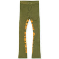Nexus Clothing Men Lost Generation Stacked Sweatpants (Olive Green & Orange)