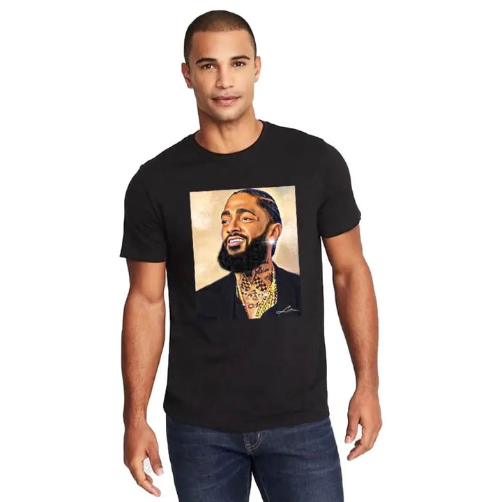 Nexus Clothing Men Nipsey Gold T-shirt (Black)-Black-Small-Nexus Clothing