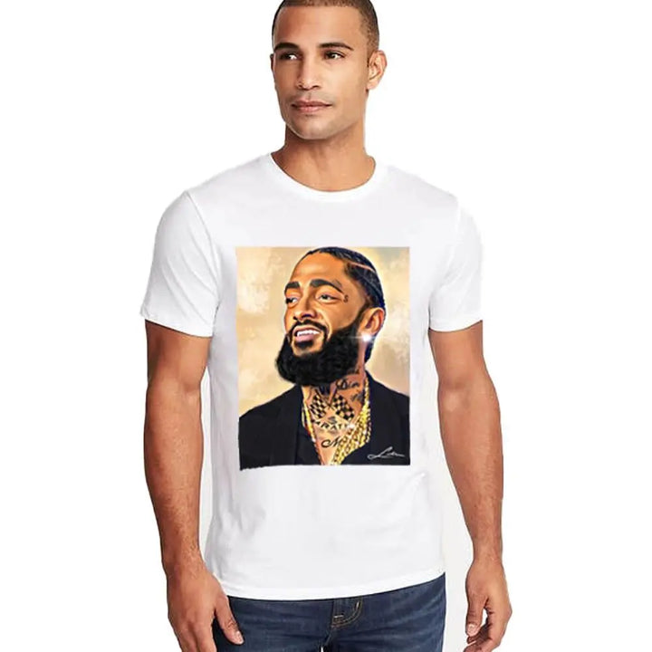 Nexus Clothing Men Nipsey Gold T-shirt (White)-White-X-Small-Nexus Clothing