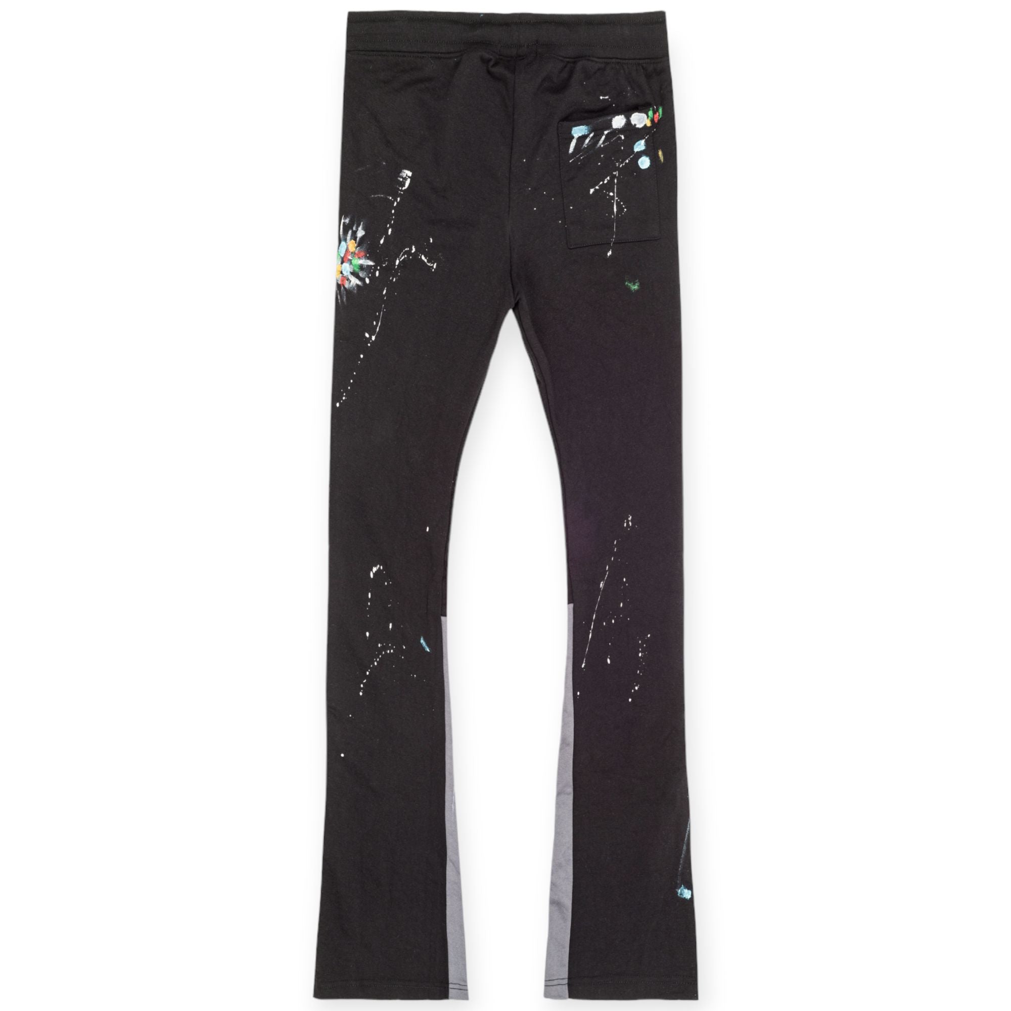 Nexus Clothing Men Paint Splash Flared Sweatpants(Black Charcoal Grey)-Nexus Clothing