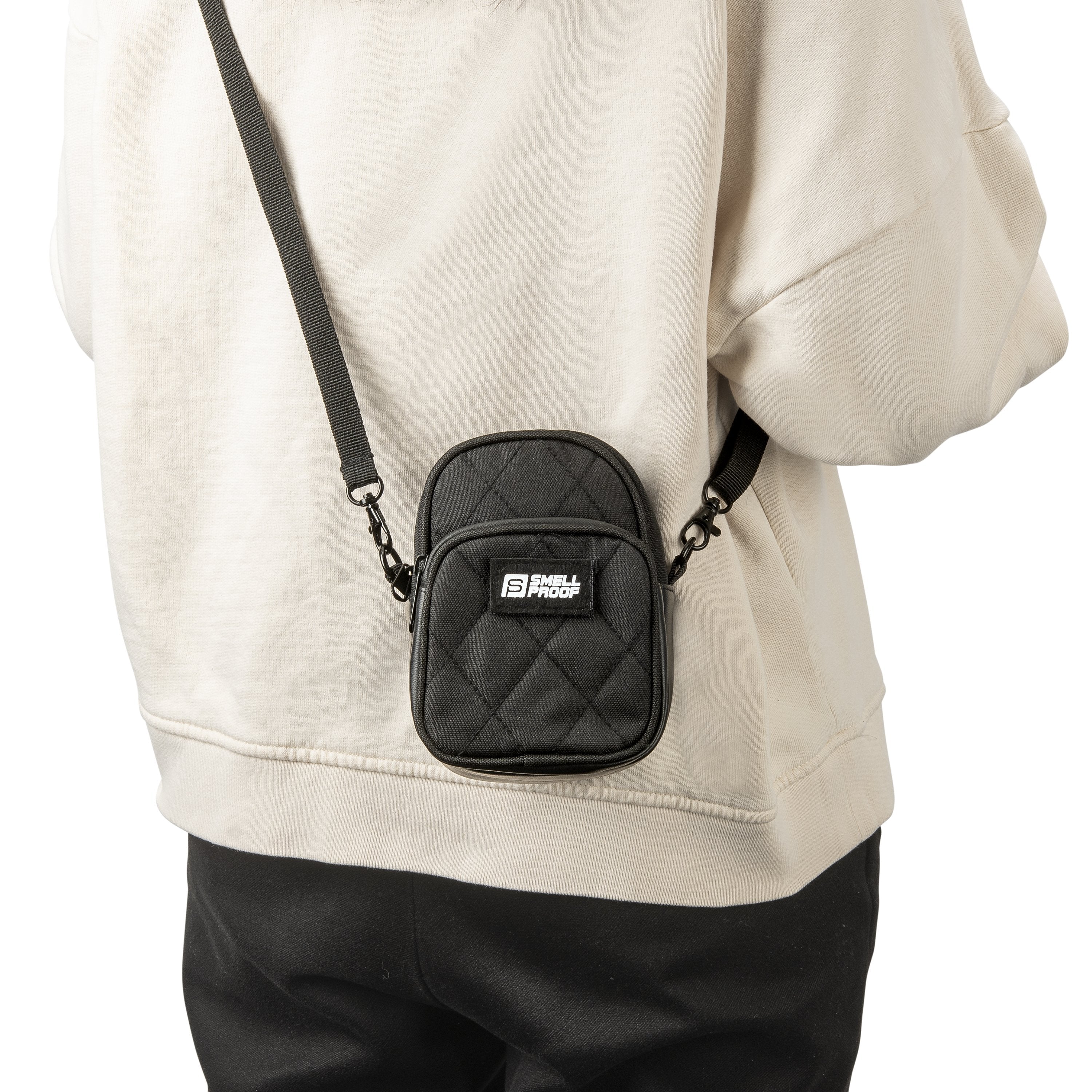 Nexus Clothing Men Quilted Black Nylon Mini Smell Proof bag-Black-OneSize-Nexus Clothing