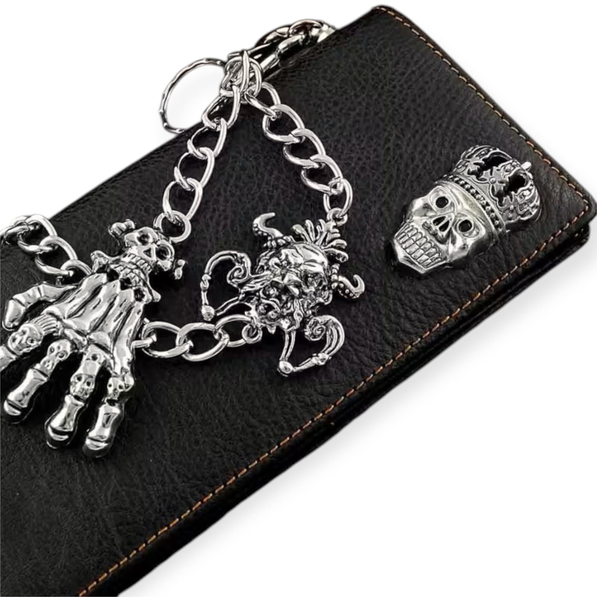 Nexus Clothing Wallet With Key Chain Men Skull Pu Leather Long (Black) Nexus Clothing Wallet With Key Chain Men Skull Pu Leather Long (Black)