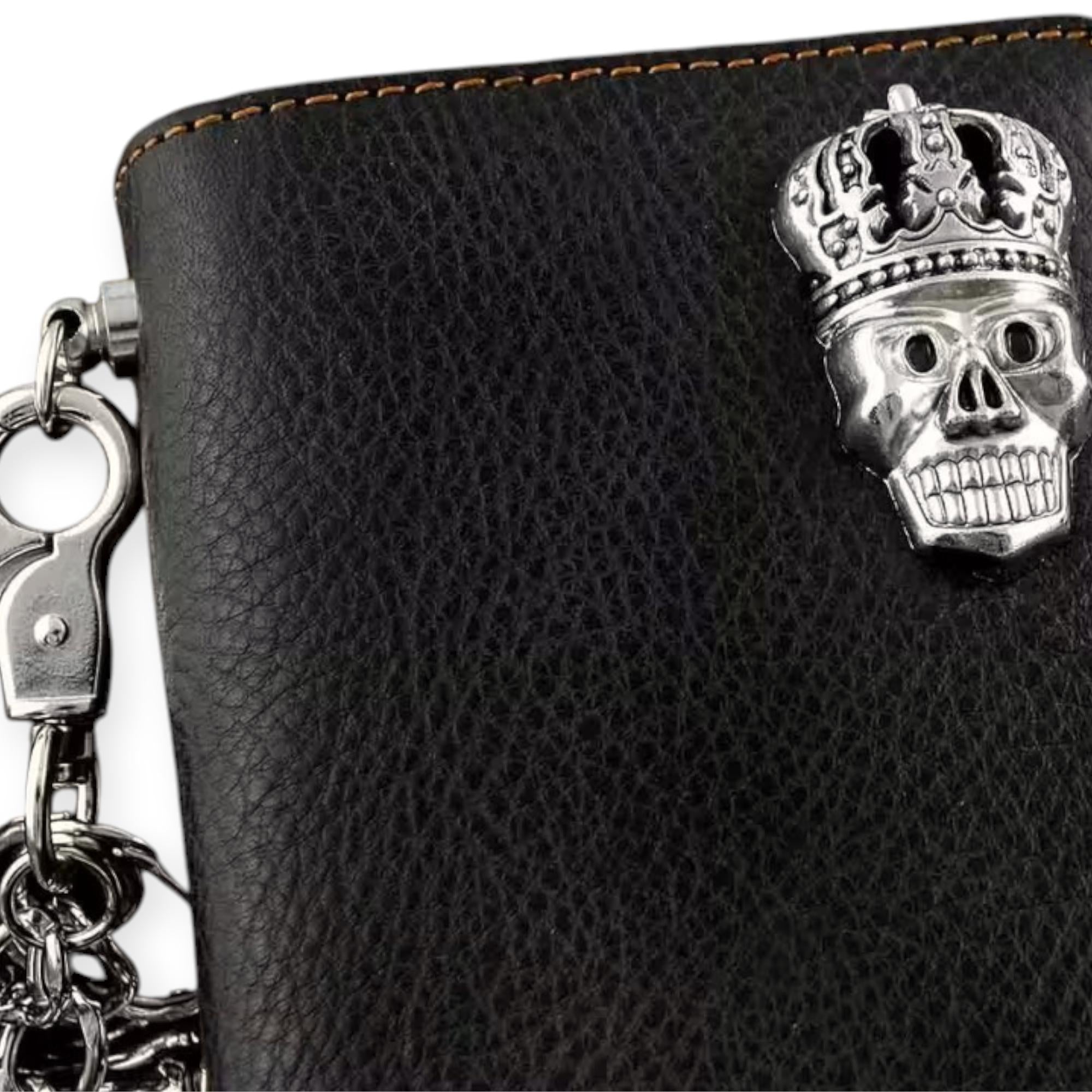 Nexus Clothing Wallet With Key Chain Men Skull Pu Leather Long (Black)