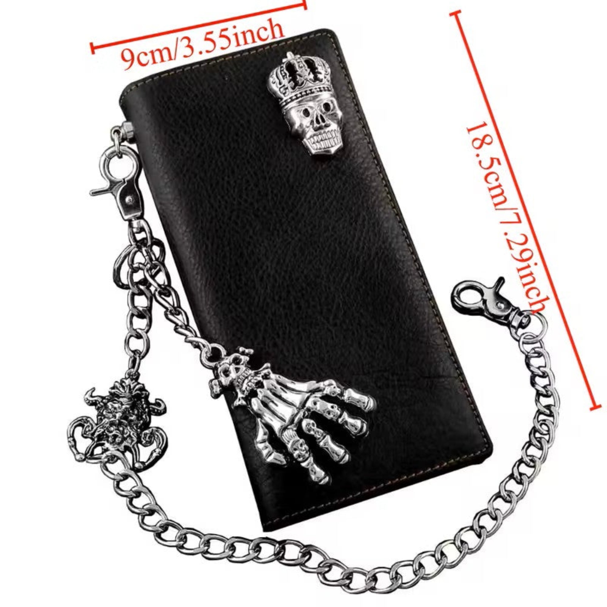 Nexus Clothing Wallet With Key Chain Men Skull Pu Leather Long (Black)