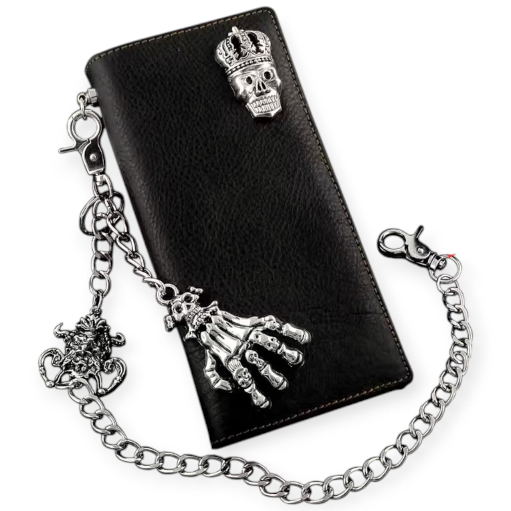 Nexus Clothing Wallet With Key Chain Men Skull Pu Leather Long (Black)