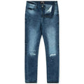 Nexus Clothing Men Super Skinny Ripped Denim Jeans (Deep Blue)