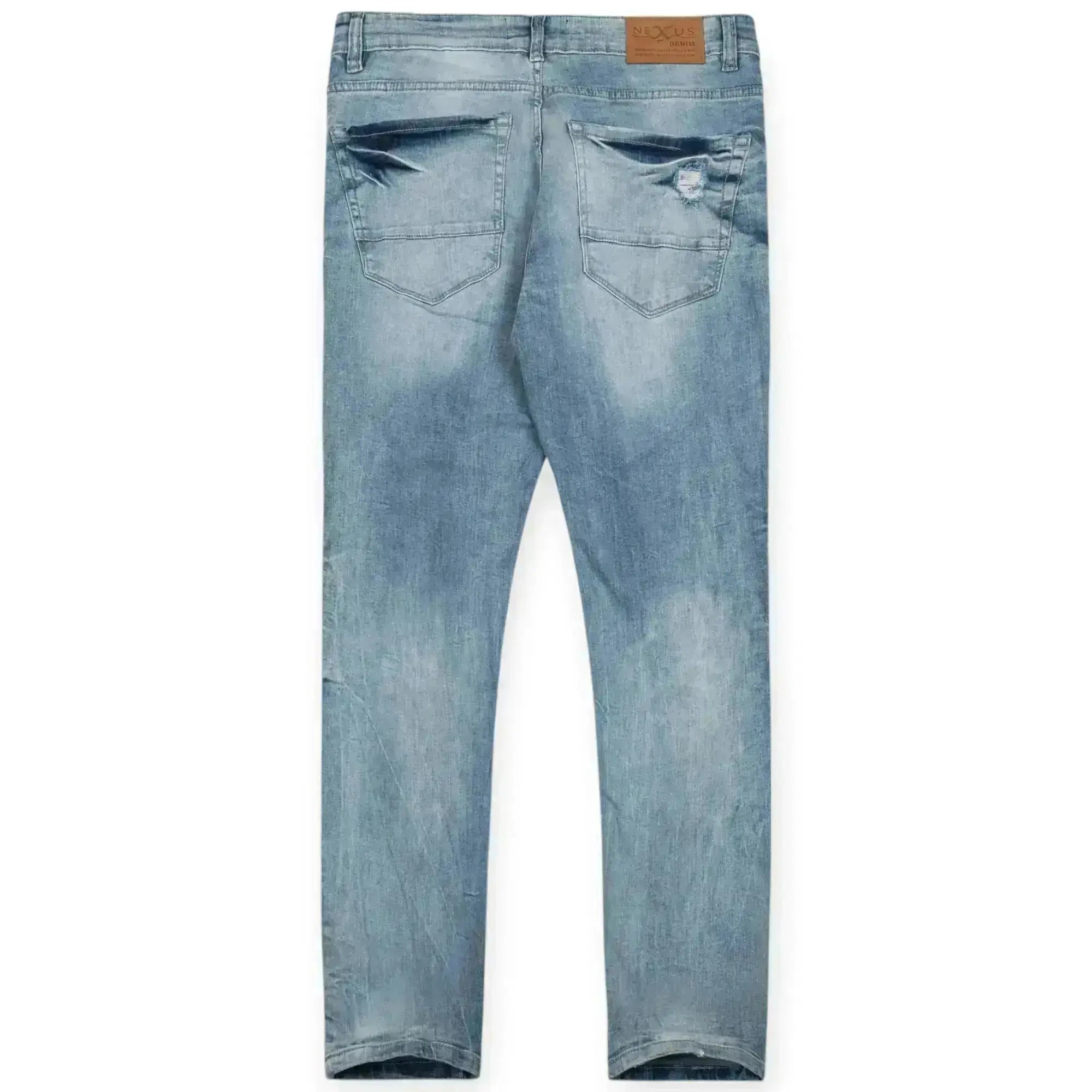 Nexus Clothing Men Super Skinny Ripped Denim Jeans (Sky Blue)-Nexus Clothing