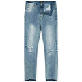 Nexus Clothing Men Super Skinny Ripped Denim Jeans (Sky Blue)