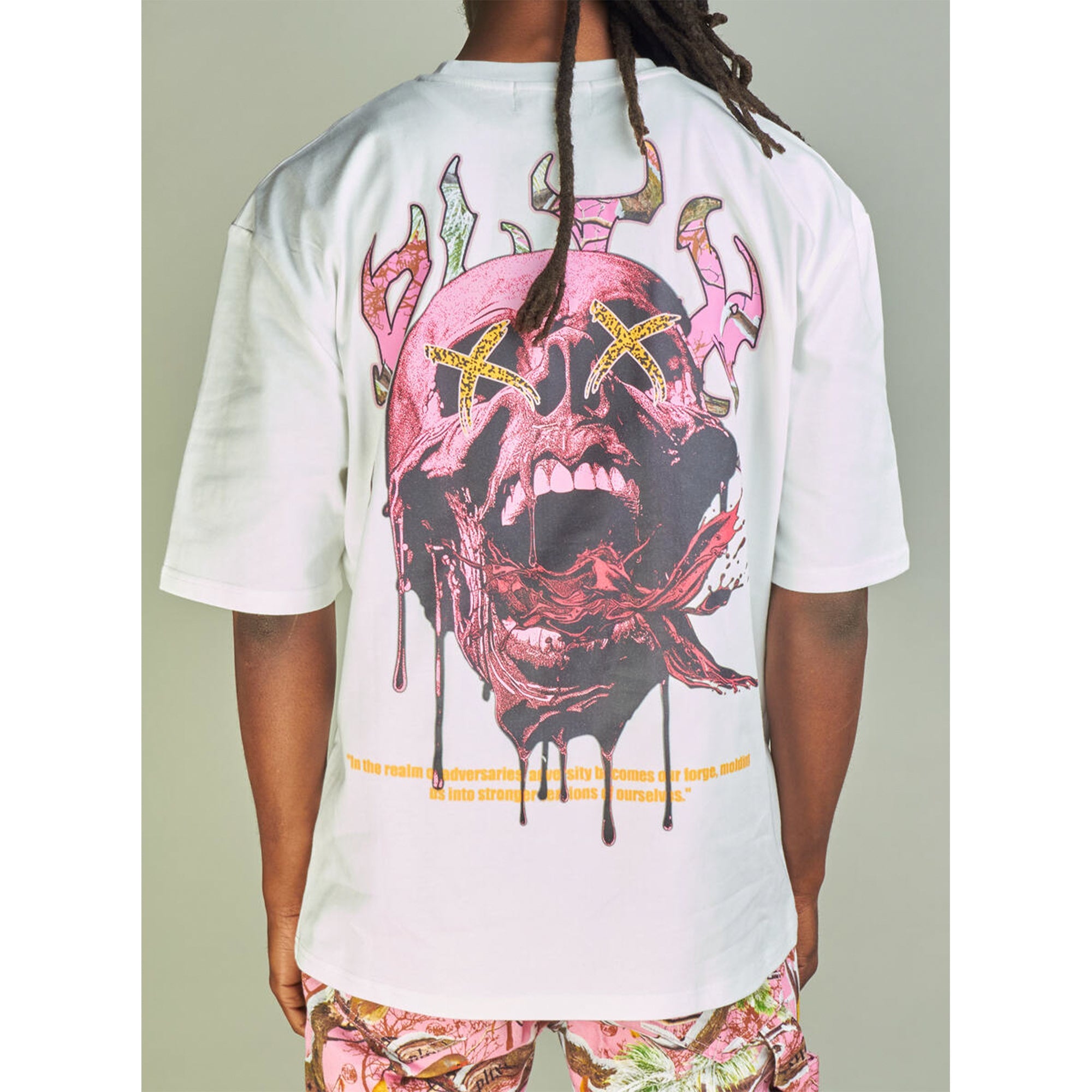 Politics Men Graphic Skull Tee (White Pink)-Nexus Clothing