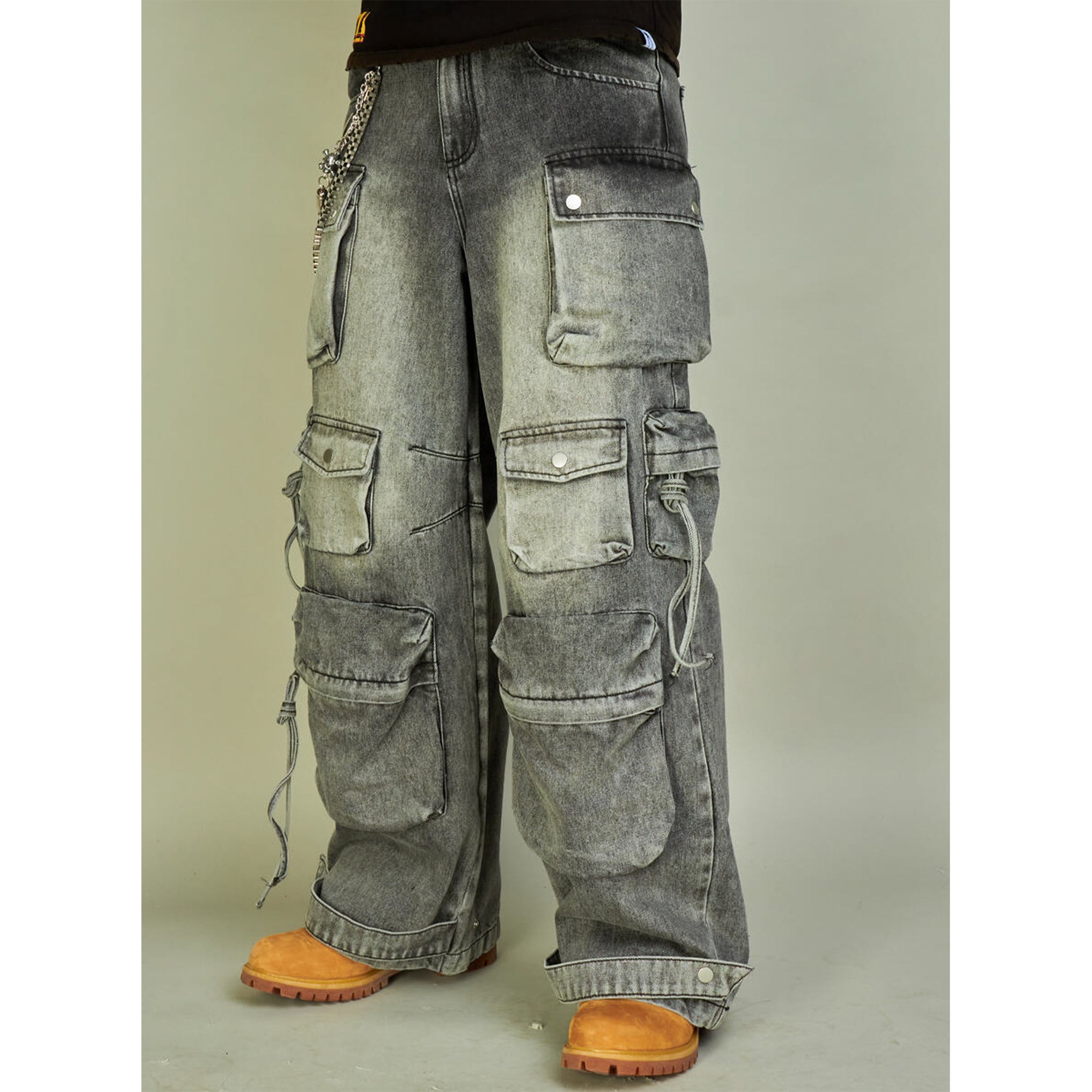 Politics Men Ultra Baggy Cargo Pants (Dark Grey)-Nexus Clothing