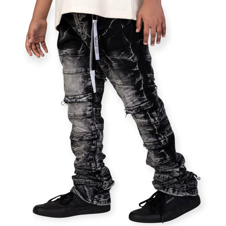 Premium Disaster Boys Stacked Denim Jeans -Black Wash-Nexus Clothing
