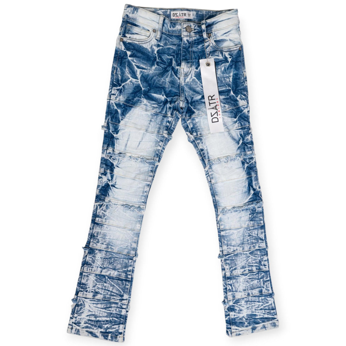 Premium Disaster Stacked Denim Jeans Boys-Blue