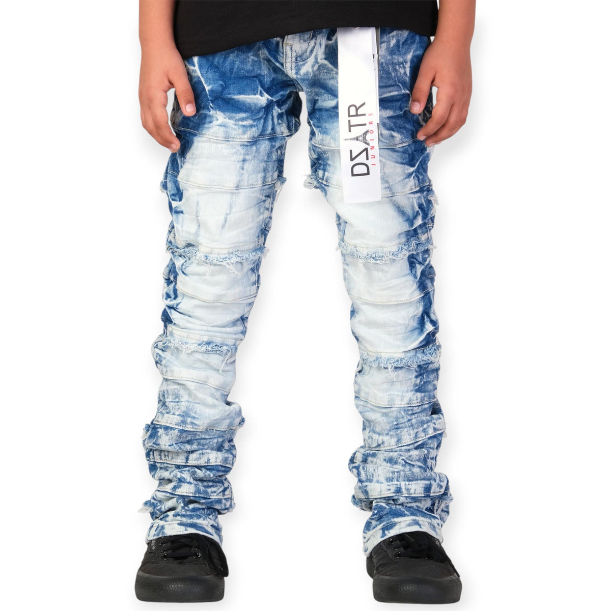 Premium Disaster Stacked Denim Jeans Boys-Blue