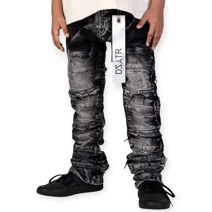 Premium Disaster Kids Stacked Denim Jeans -Black Wash-Nexus Clothing
