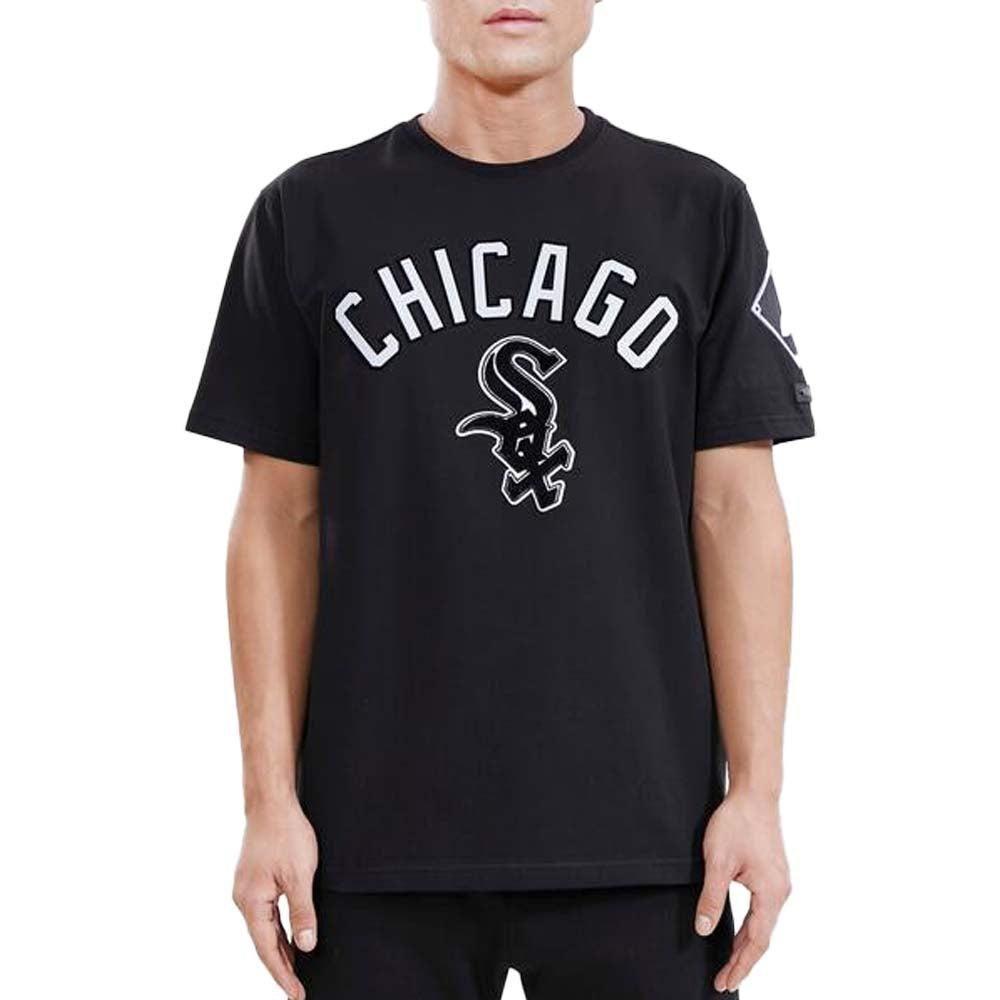 Pro Standard Men Chicago White Sox Stacked Logo Pro Team Shirt (Black)-Black-Small-Nexus Clothing