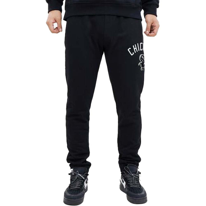 Pro Standard Men Chicago White Sox Stacked Logo Sweatpant (Black)-Black-Small-Nexus Clothing