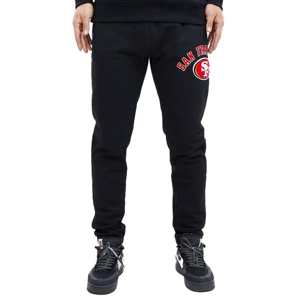 Pro Standard Men San Francisco 49ers Stacked Logo Sweatpant (Black)-Black-Small-Nexus Clothing