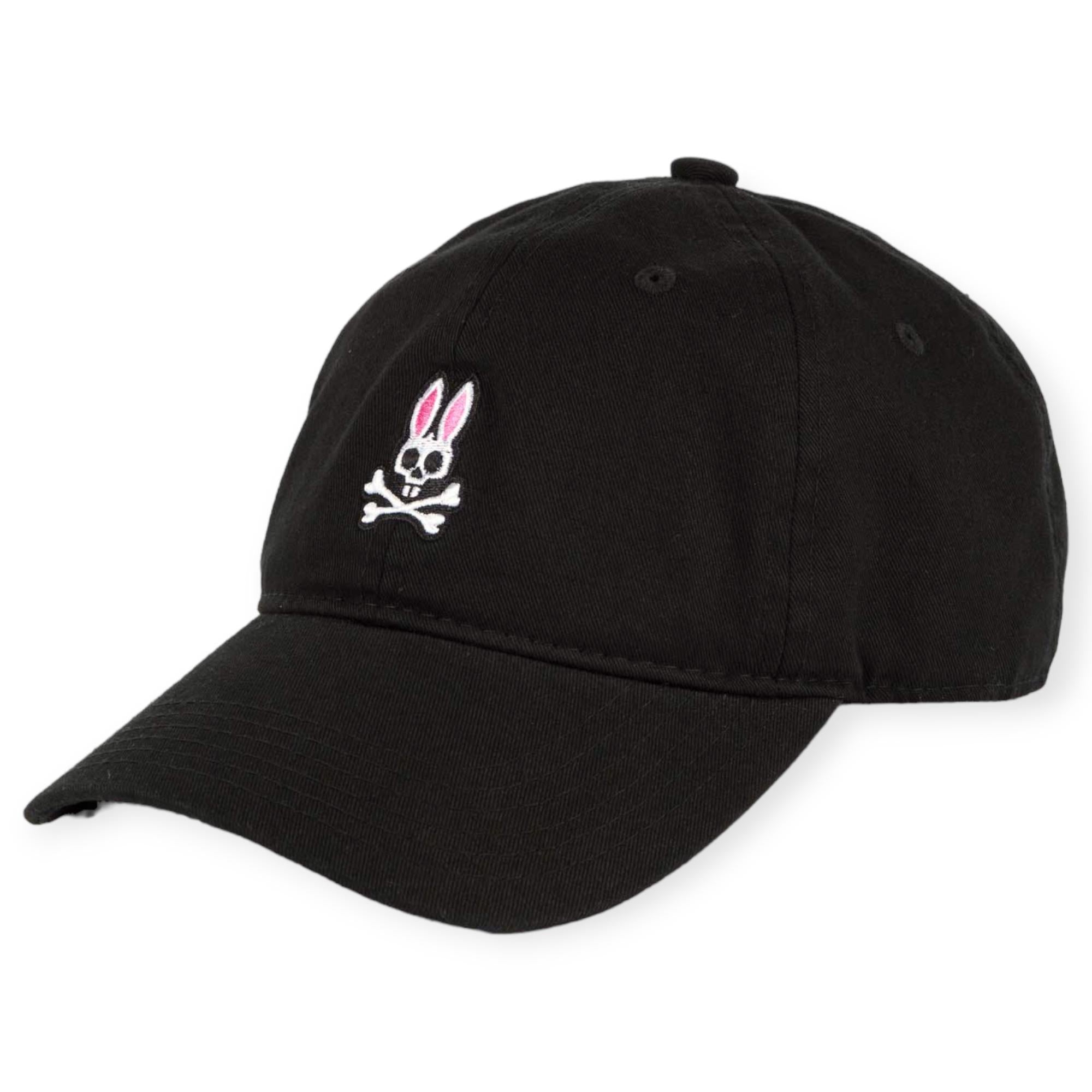 Psycho Bunny Men Core Sunbleached Cap (Black)-Black-OneSize-Nexus Clothing