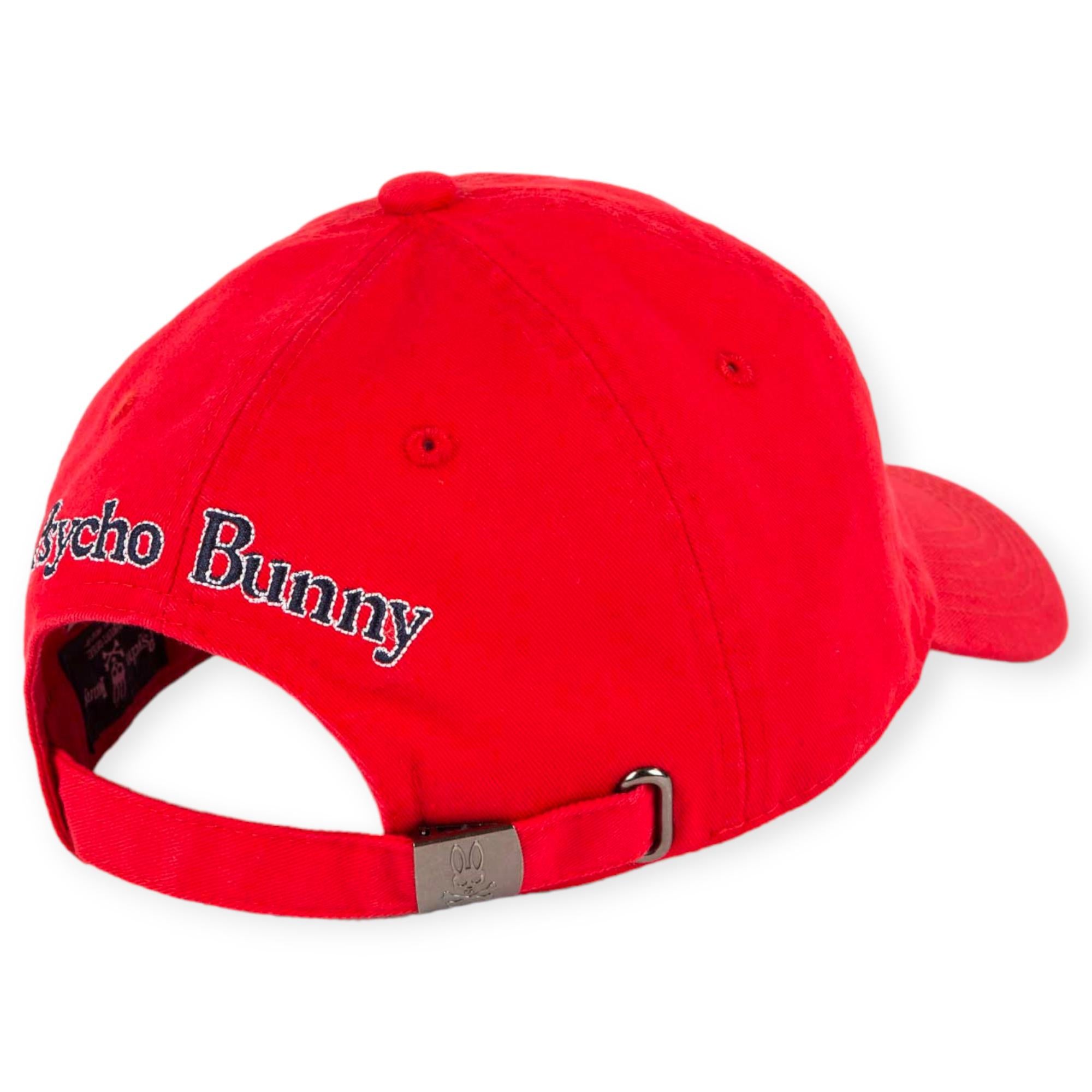Psycho Bunny Men Core Sunbleached Cap (Brilliant Red)-Brilliant Red-OneSize-Nexus Clothing