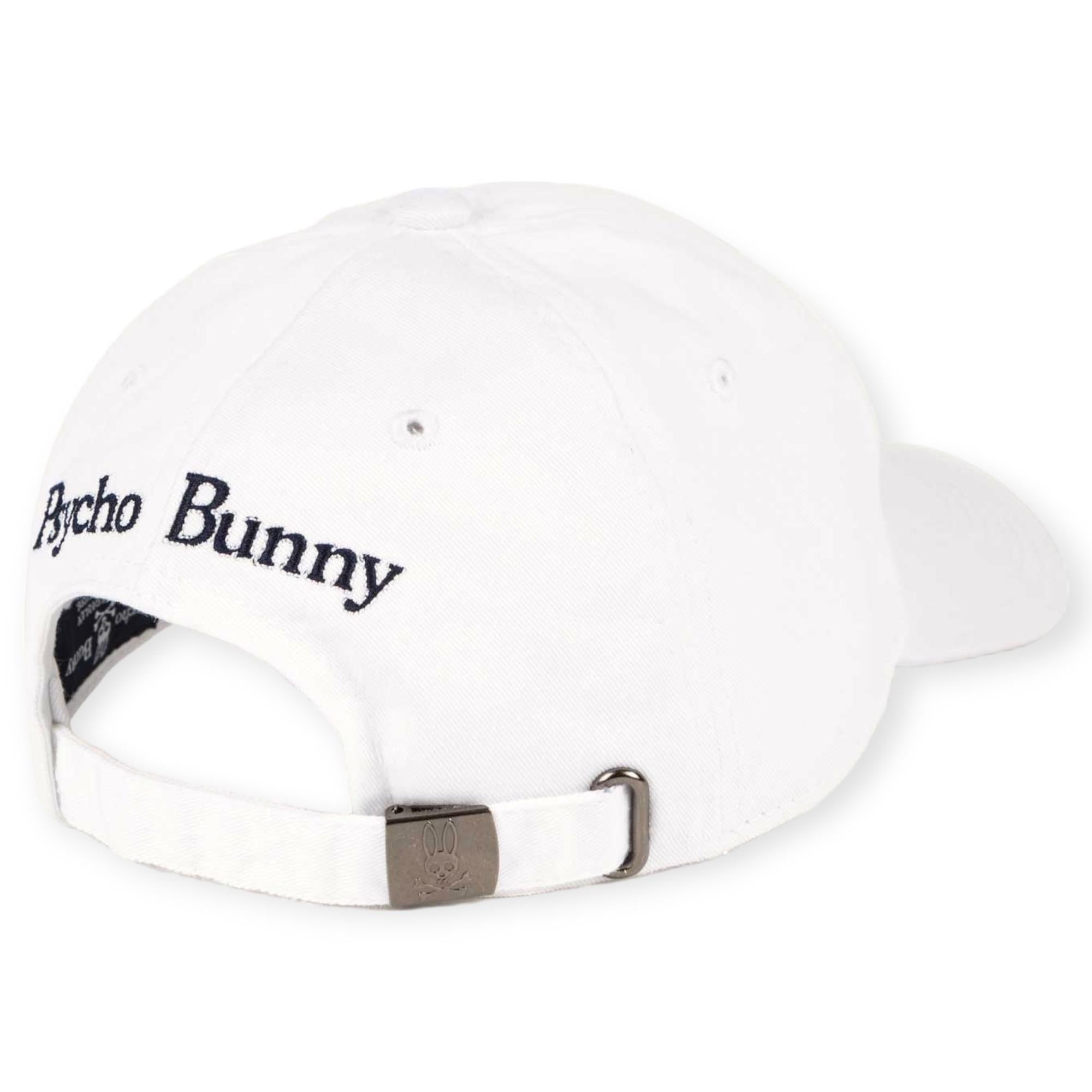 Psycho Bunny Men Core Sunbleached Cap (White)-White-OneSize-Nexus Clothing