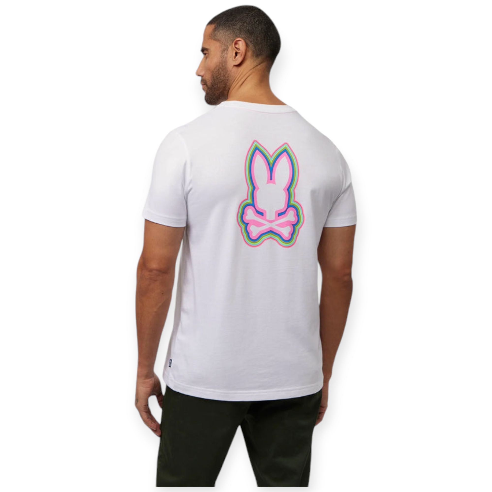 Psycho Bunny Men maybrook back graphic tee(White)-Nexus Clothing