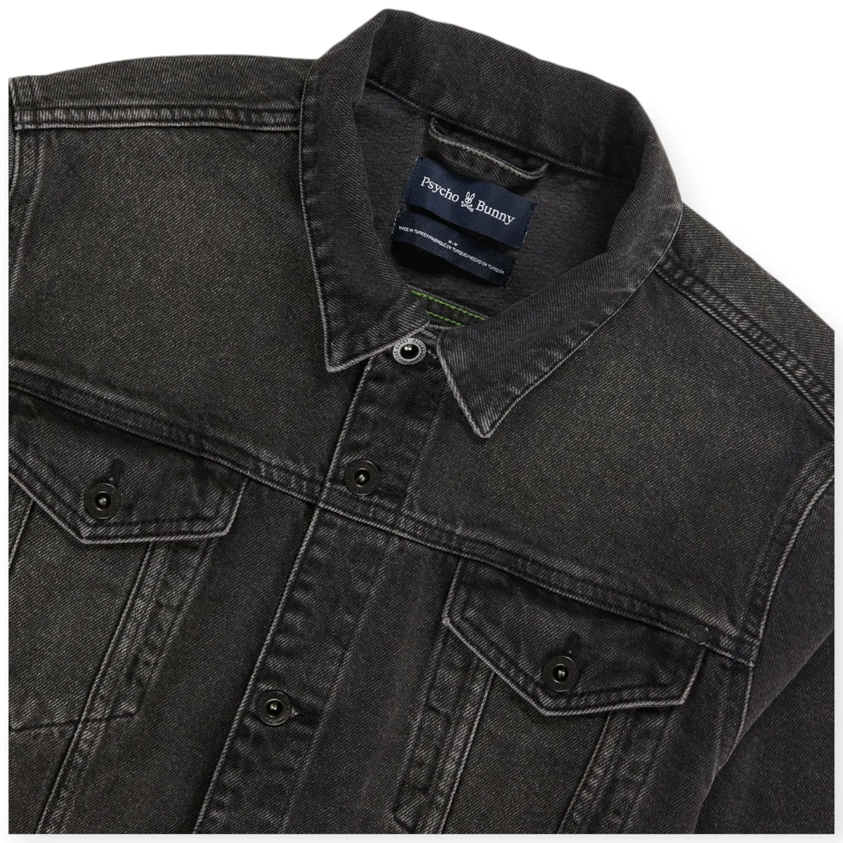 Psycho Bunny denim jacket Men pathe(Black)
