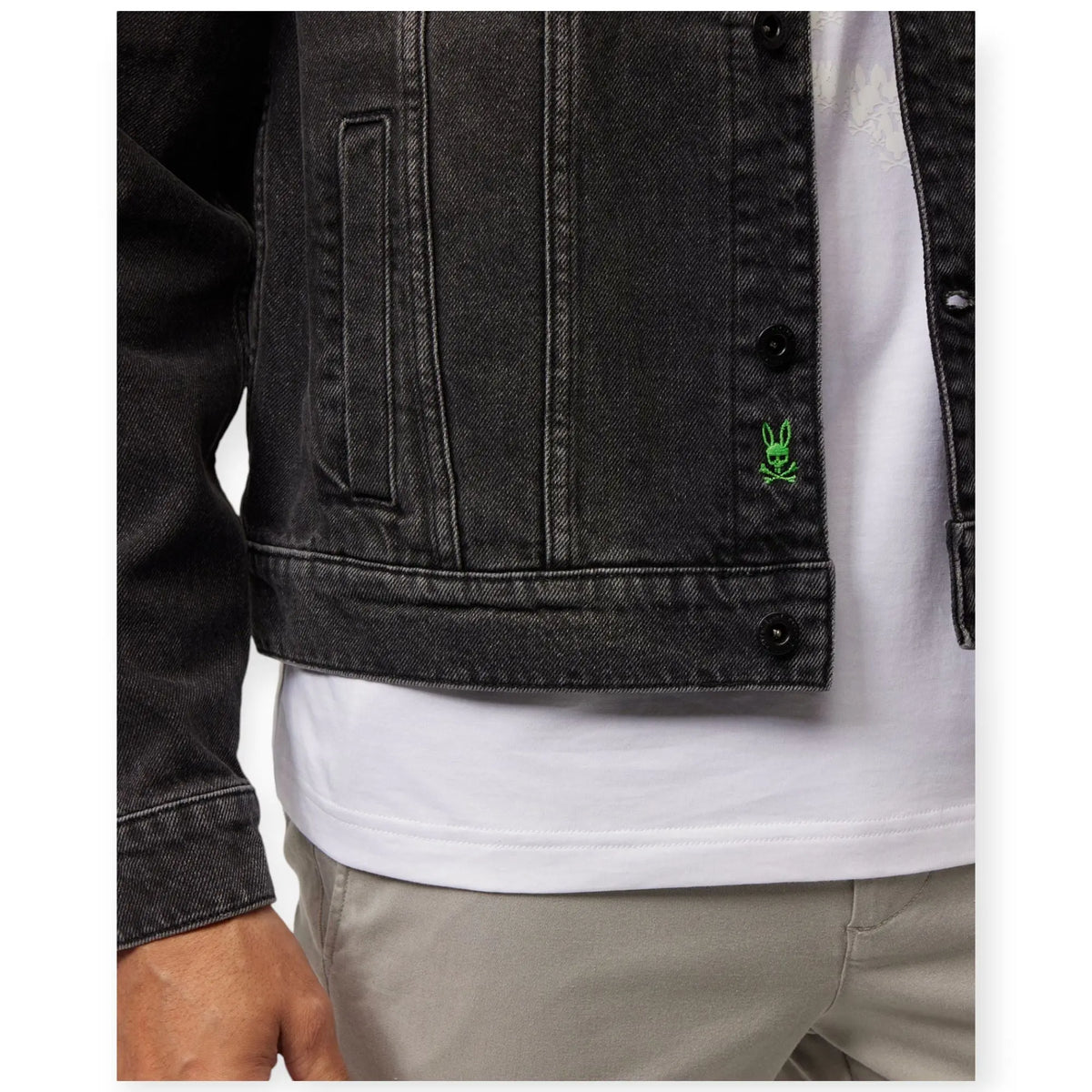 Psycho Bunny denim jacket Men pathe(Black)