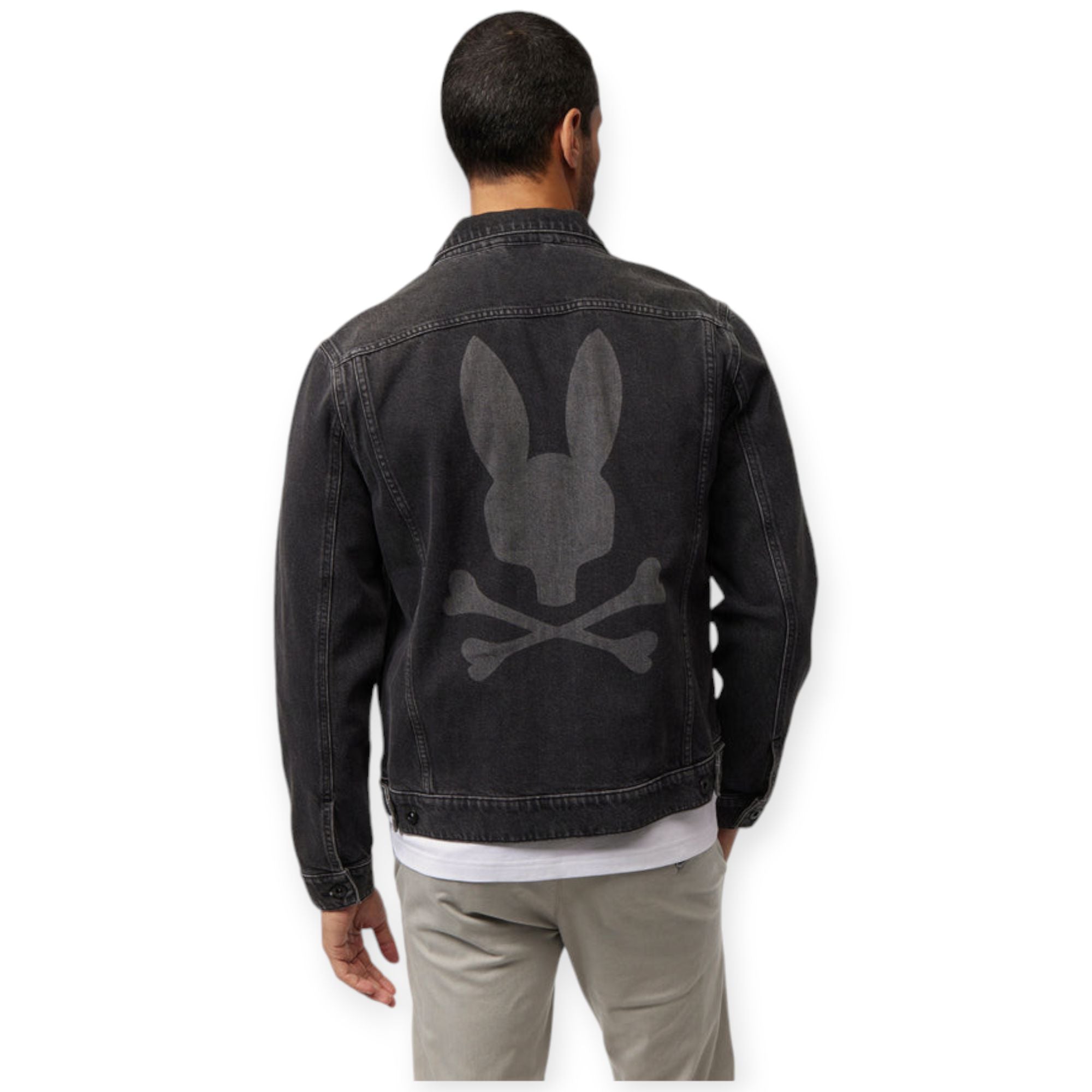 Psycho Bunny Men pathe denim jacket (Black)-Nexus Clothing