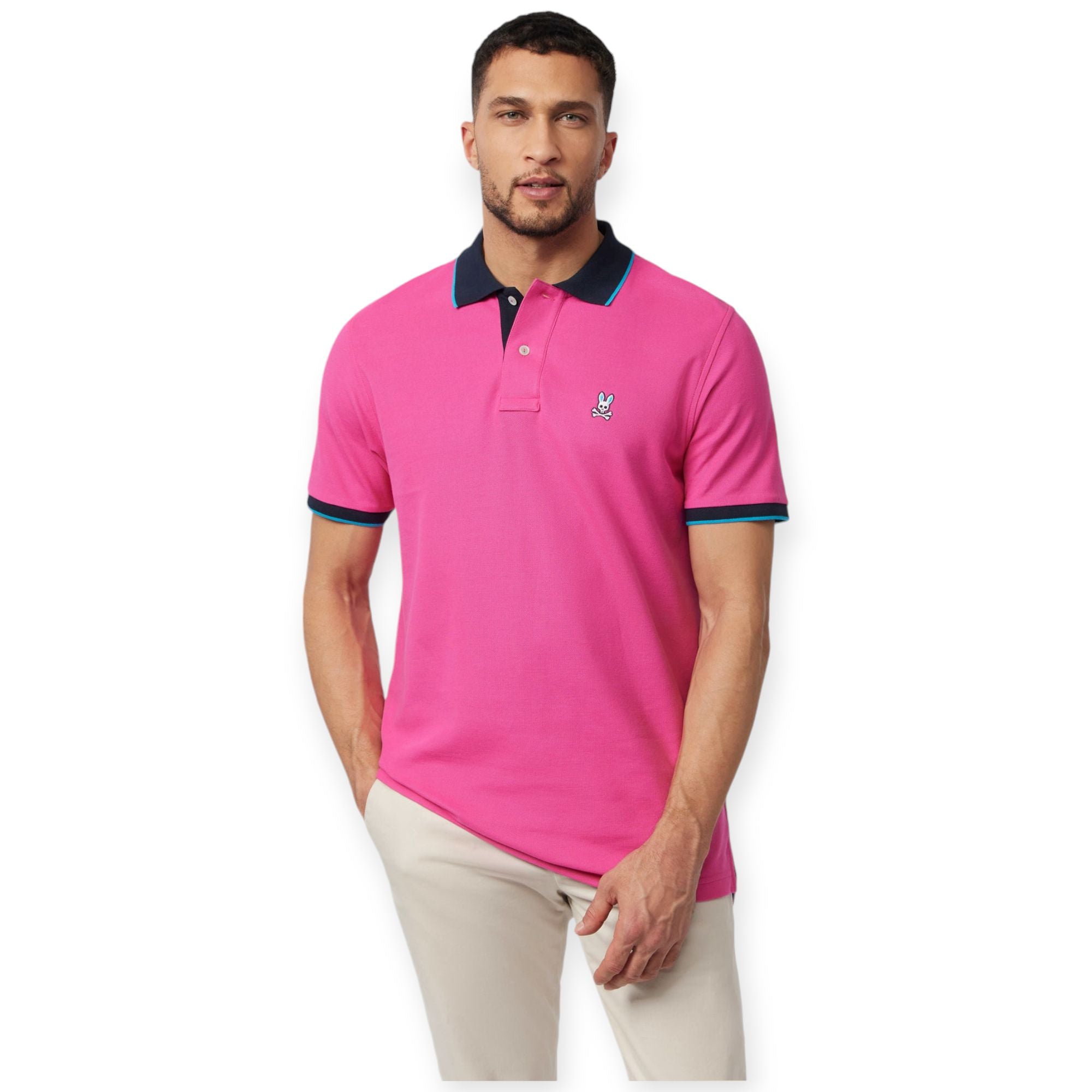 Psycho Bunny Men troy pique polo Tee(Pink)-Nexus Clothing