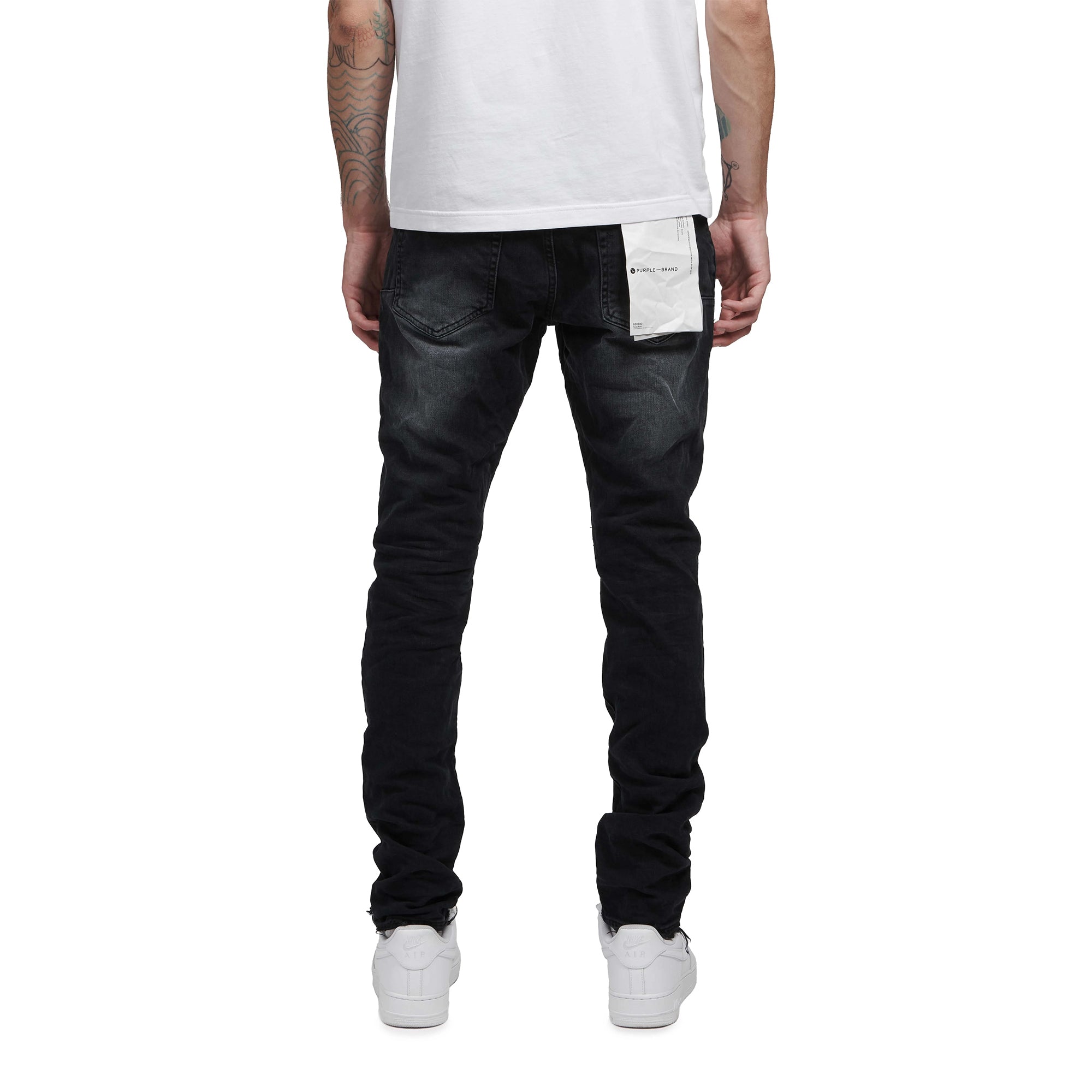 PURPLE BRAND スキニーデニム ブラック Purple Brand Men Black Repair Skinny Jeans (Black)