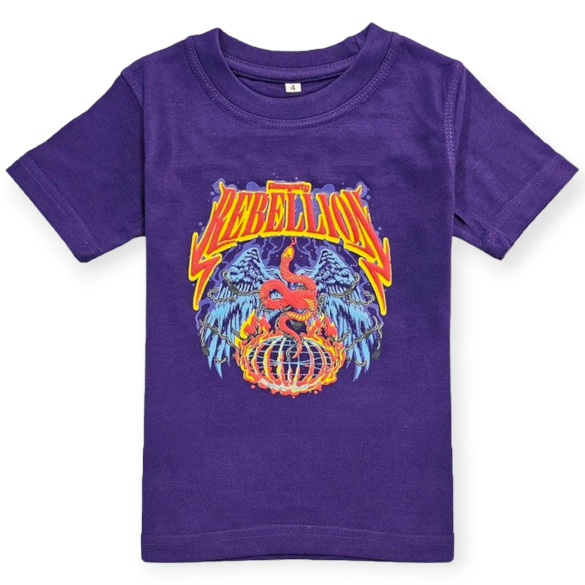Rawyalty Apparel Kids Kids Rebellion Puff Print Crew Neck T-Shirt (Purple)-Purple-2T-Nexus Clothing