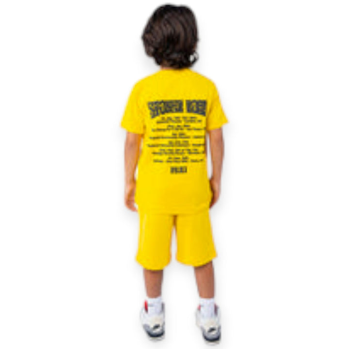 Rawyalty Apparel Kids Rawyalty Global Area Puff Print Crew Neck T-Shirt (Yellow)-Nexus Clothing