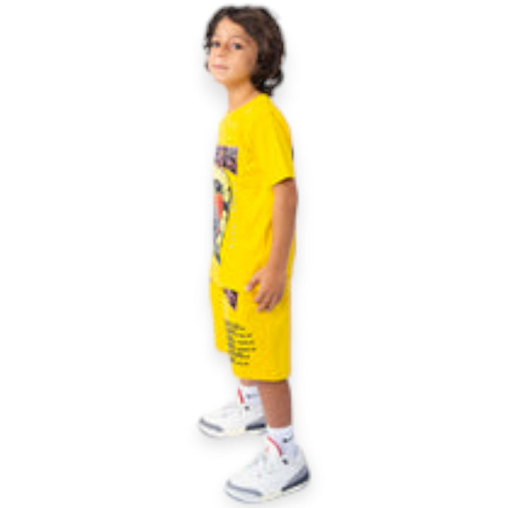 Rawyalty Apparel Kids Rawyalty Global Area Puff Print Crew Neck T-Shirt (Yellow)-Nexus Clothing