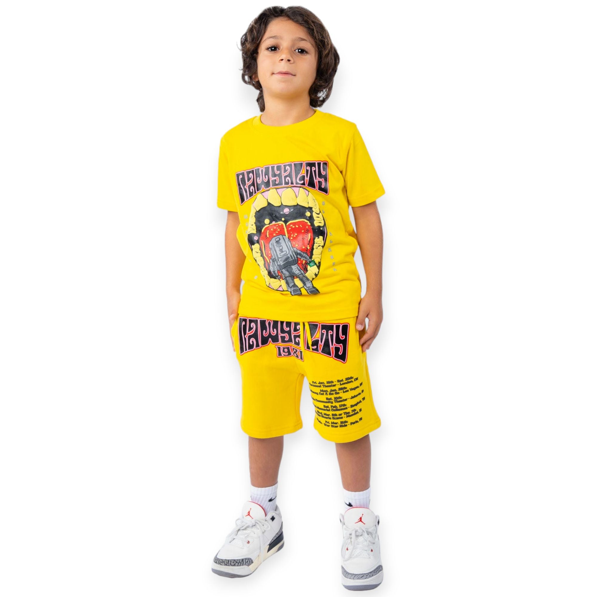 Rawyalty Apparel Kids Rawyalty Global Area Puff Print Crew Neck T-Shirt (Yellow)-Yellow-2T-Nexus Clothing