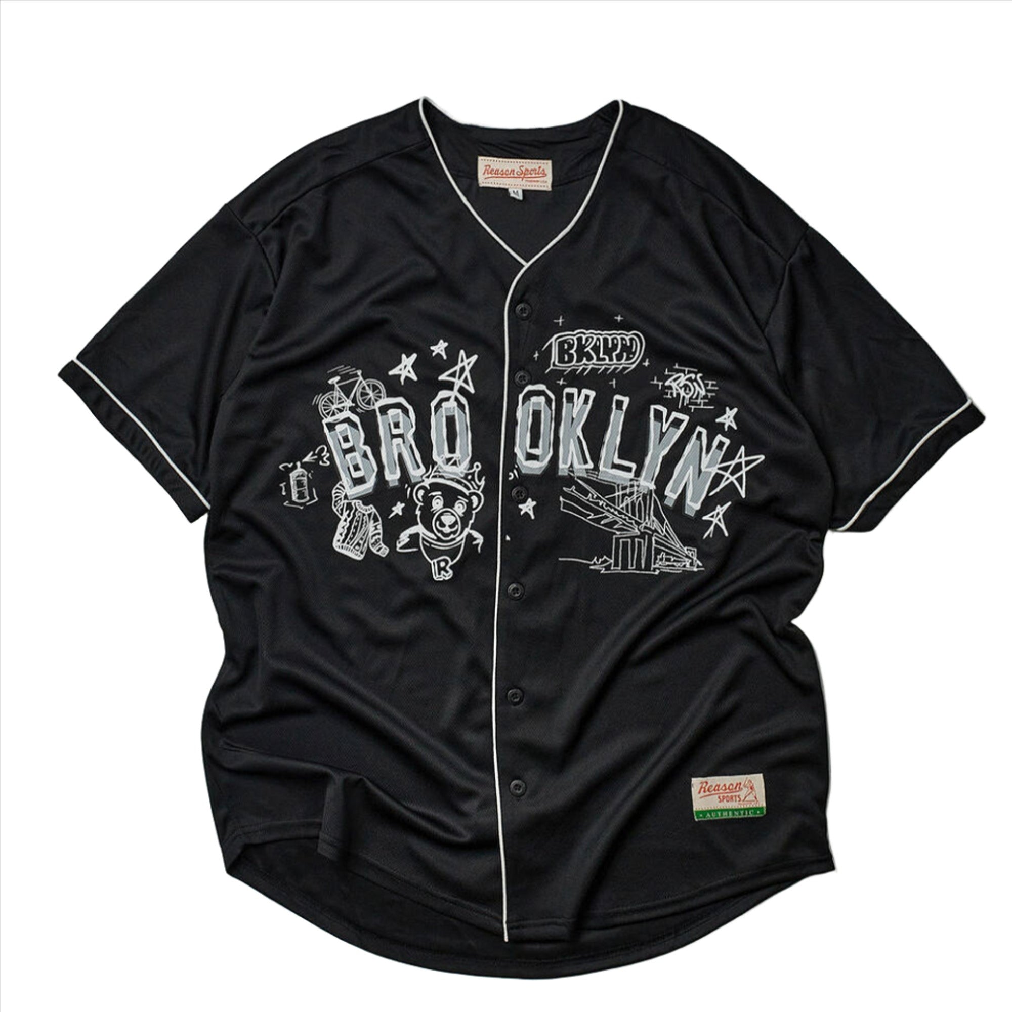 Reason Men Brooklyn Baseball Jersey (Black)-Black-Small-Nexus Clothing