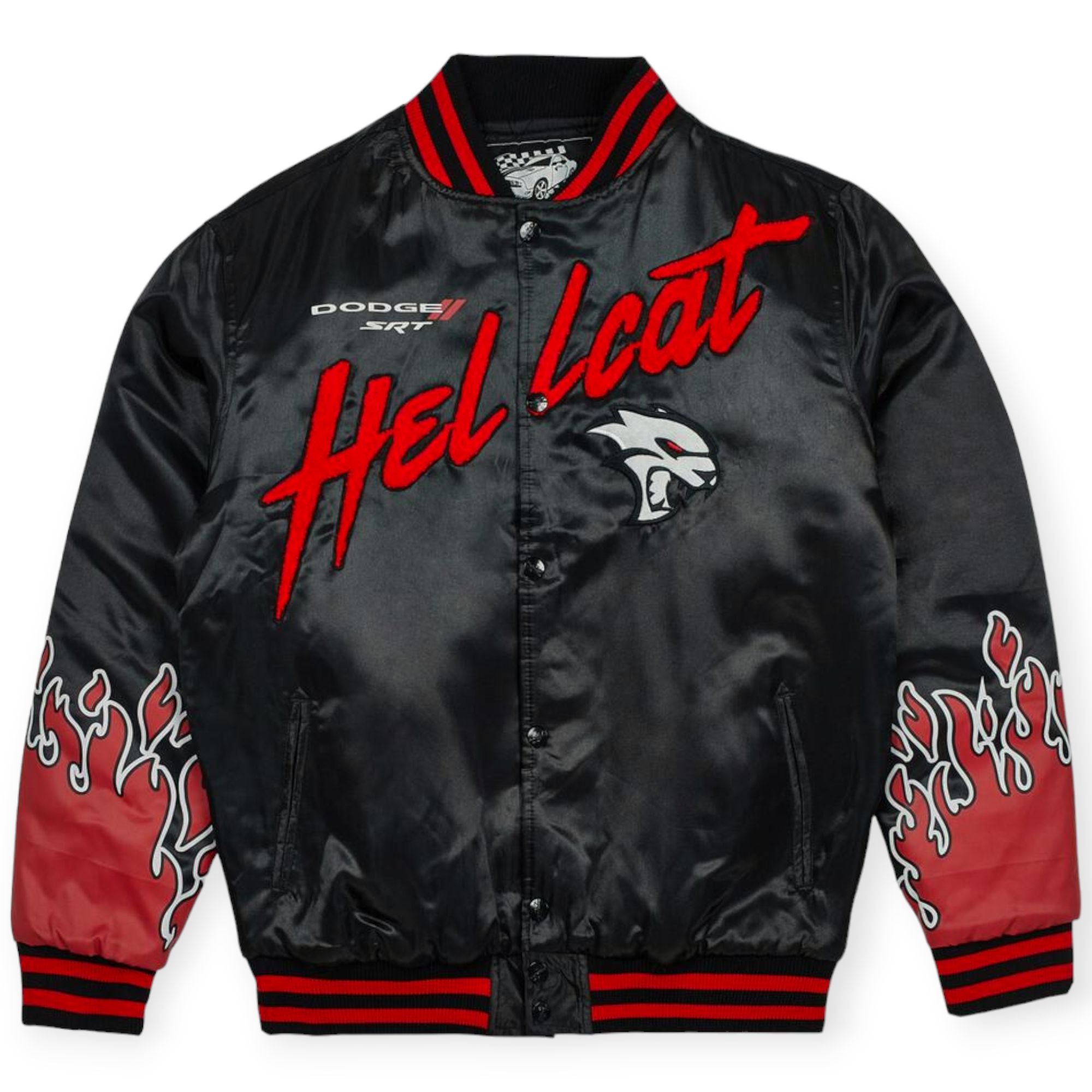 Reason Men Dodge Hellcat Flame Varsity(Black Red)-Black Red-Small-Nexus Clothing